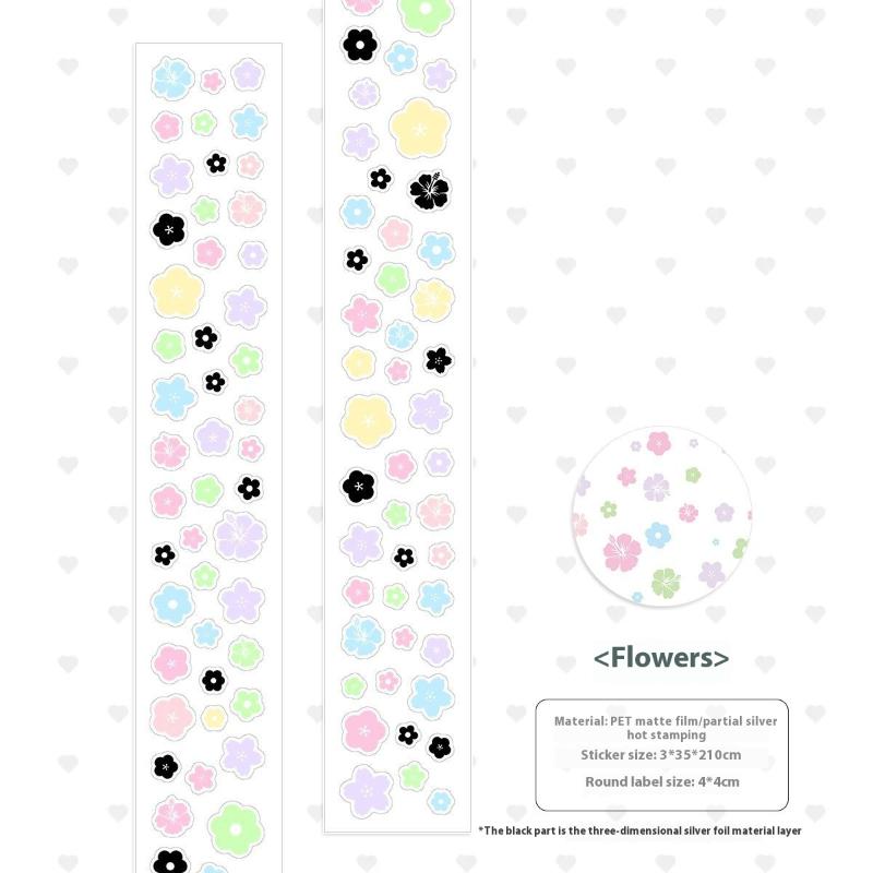 Alphabet Star Clover Fish Cake Tape PET Sticker INS Style DIY Decorative Tape Planner Diary Ledger Decoration Supplies Scrapbook