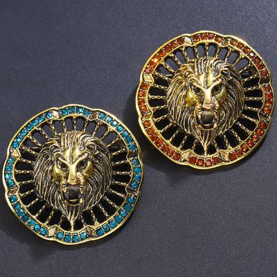 Men Crystal Lion Brooch Pin Rhinestone Animal Brooches Jewelry Gifts Party Lapel