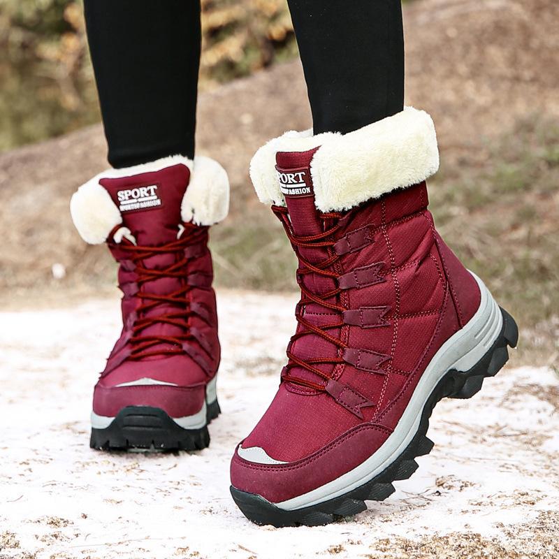 Winter High-Top Cotton Shoes Outdoor Women'S Snow Boots Thick-Soled Thickened Velvet Women'S Shoes