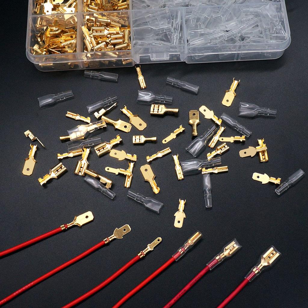 Cold Pressed 450Pcs 2.8/4.8/6.3mm Insulated Male Female Wire Connector Electrical Crimp Terminals Termin Spade Assorted Kit Box