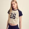 [mardimercredi] Cropped T-Shirt Raglan No.26 Lace Beige Navy