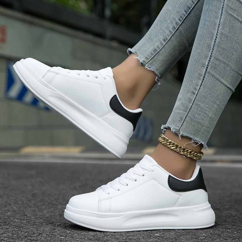 Plus Size Shoes for Men 36-45 Autumn Fashion Lace Up Platform Flats Casual Sneakers Women Couples White Shoes Men Shoes Footwear