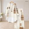 Women Plus Size Beige Brown Printed Round Neck Long Sleeve High Low Top Wide Leg Pants Two Piece Set
