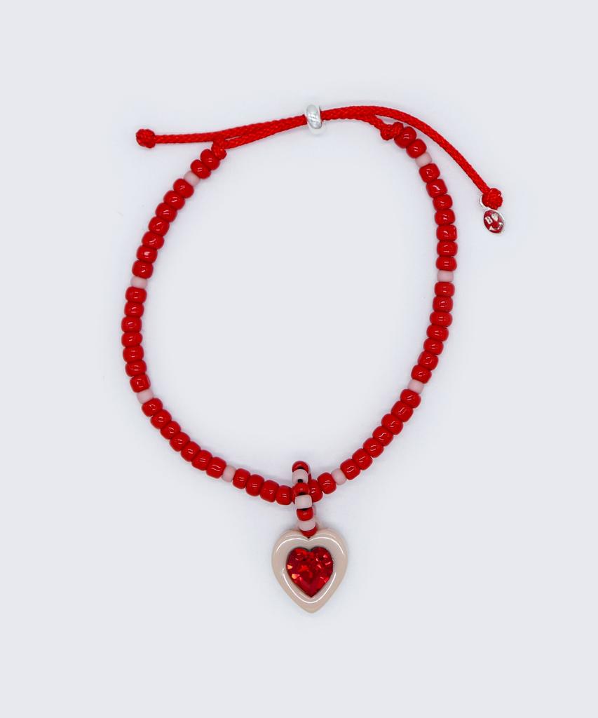 Bonbeau Swarovski Heart Stone Color Beads Bracelet Swarovski Heart Stone Color Bead Knot Bracelet