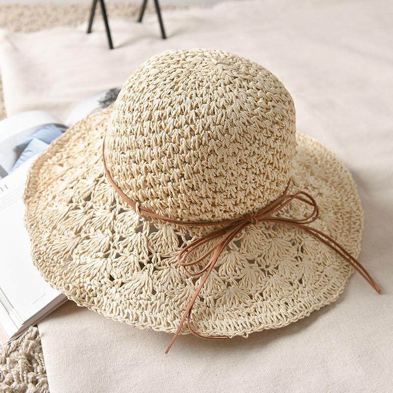 Women's Summer Foldable Beach Hat With Wide Brim Sun Hat Casual Straw Hat