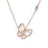 Womens Butterfly Necklace White Shell Inlay Full Rhinestones O-Chain Fashion Collarbone Jewelry