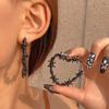Gothic Retro Exaggerated Knotting Distortion Thorn Heart Hoop Earrings for Women Punk Rock Ear Rings Jewelry Accessories Gifts