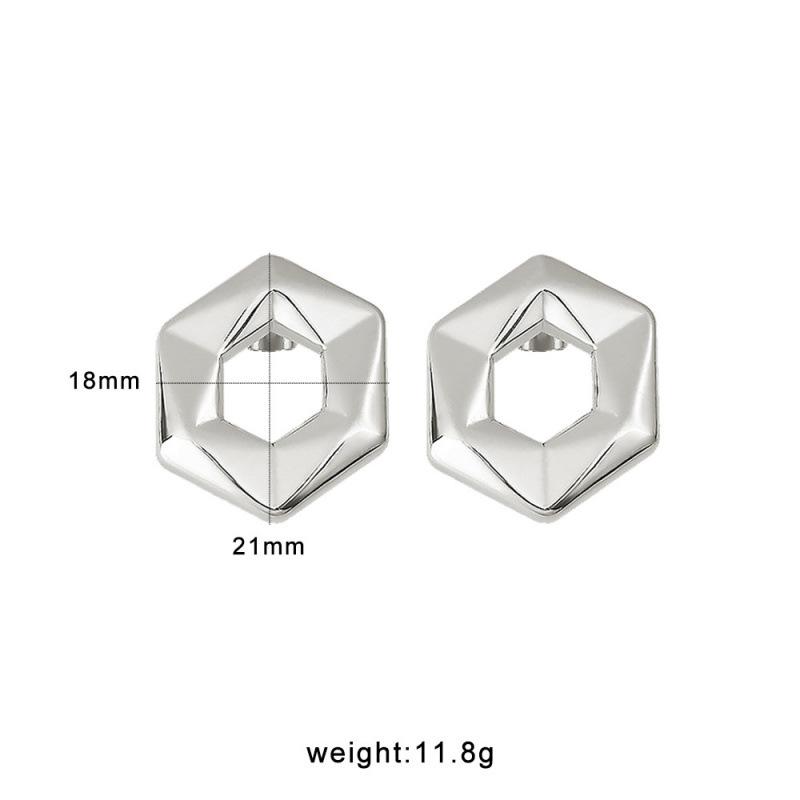 Stylish Geometric Titanium Steel Earrings for Women - Gold & Silver Hexagon & Triangle Design