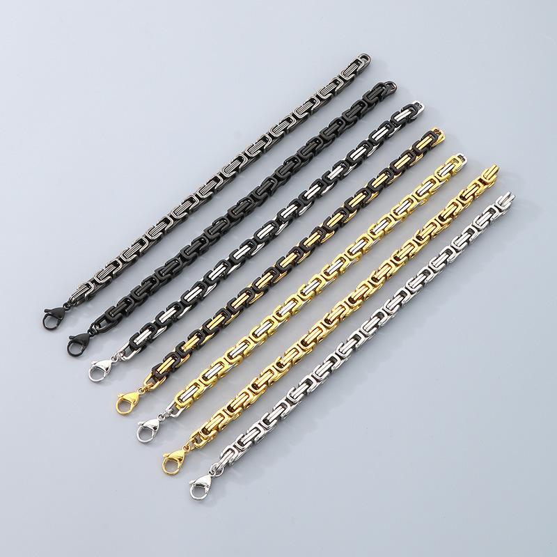 Factory  Men's Stainless Steel Byzantine Chain Bracelet King Chain Bracelet Hip Hop Chunky Chain Bracelet