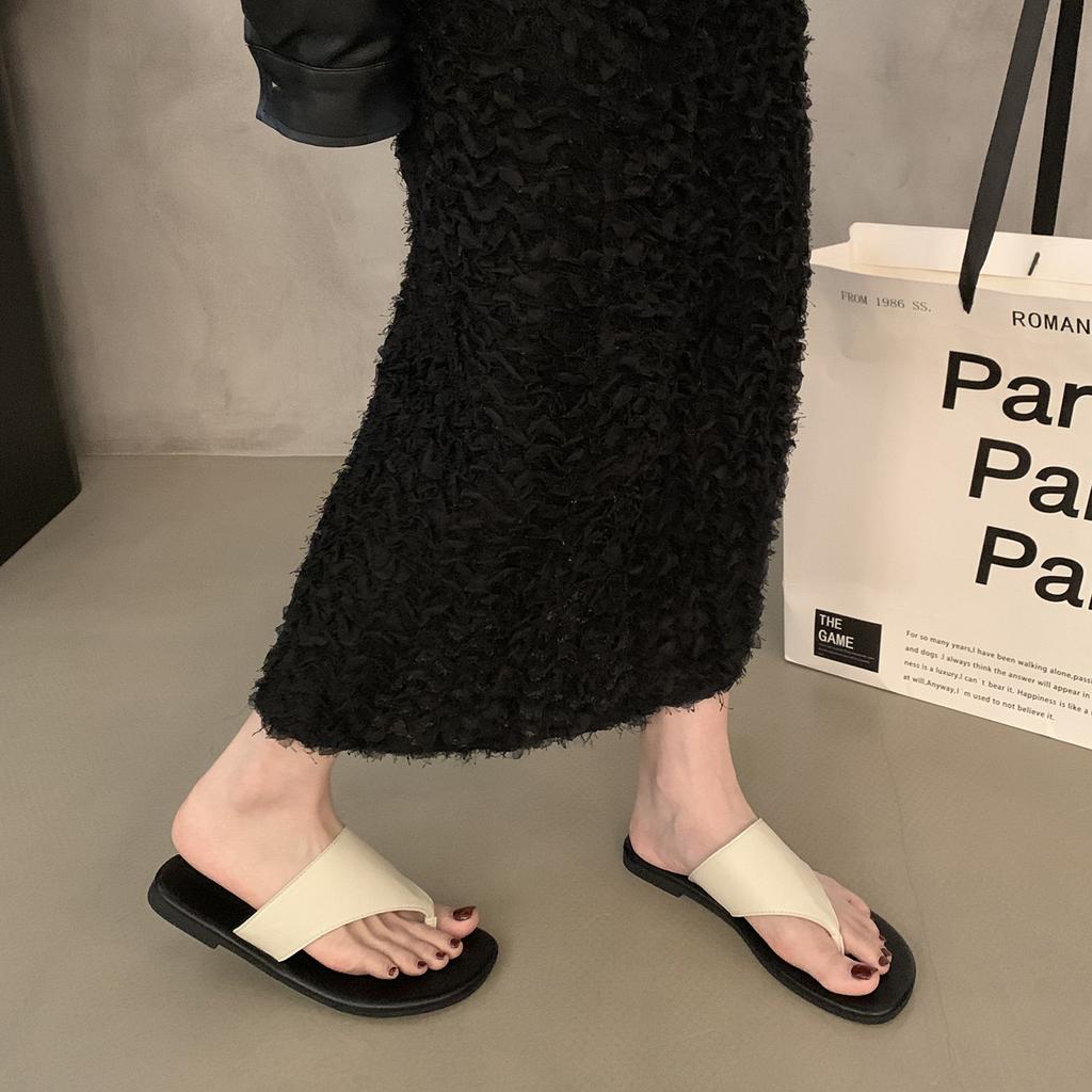 Niche flat-bottomed sandals women's shoes outer wear 2025 new summer fashion shoes cool slippers beach shoes