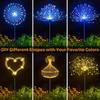 Solar Garden Lights 200LED Waterproof Outdoor Lighting with Installation Hardware Firework Lights for Pathway Lawn Christmas