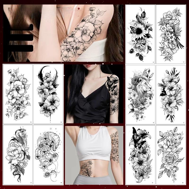 Men'S And Women'S Flower Arm Tattoo Stickers Personalized Flower Animal Butterfly Temporary Arm Tattoo Stickers