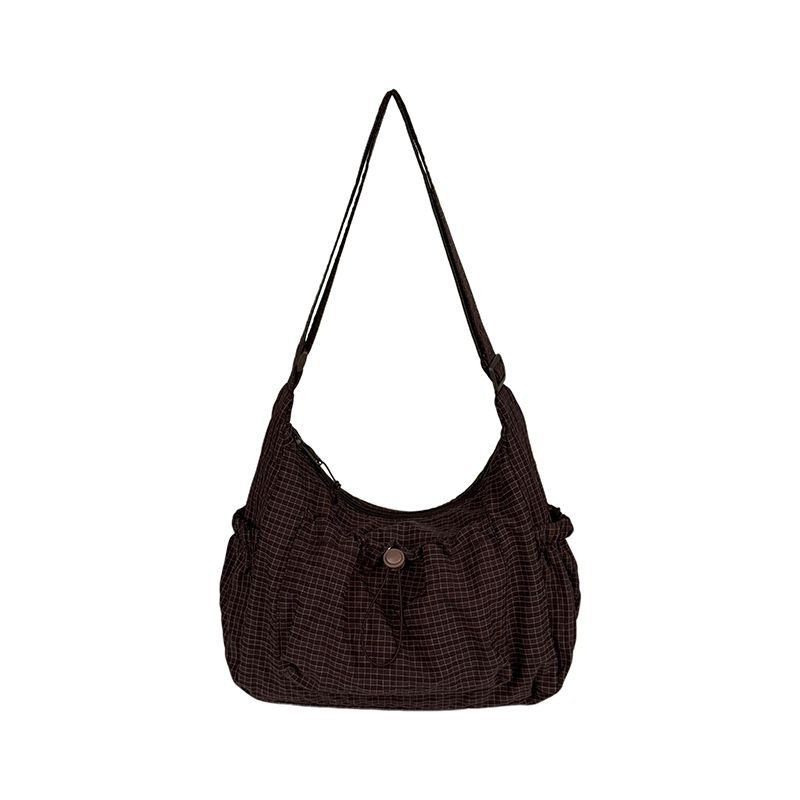 Korean Retro Lazy Plaid Messenger Bag New Large-capacity Commuting Shoulder Bag Daily Commuting Messenger Bag