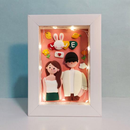 DIY Lufttrocknender Ton Set 3D Fotorahmen Basteln für Paare Valentinstag Geburtstagsgeschenk Nicht klebender Modellierton für Kinder Erwachsene
