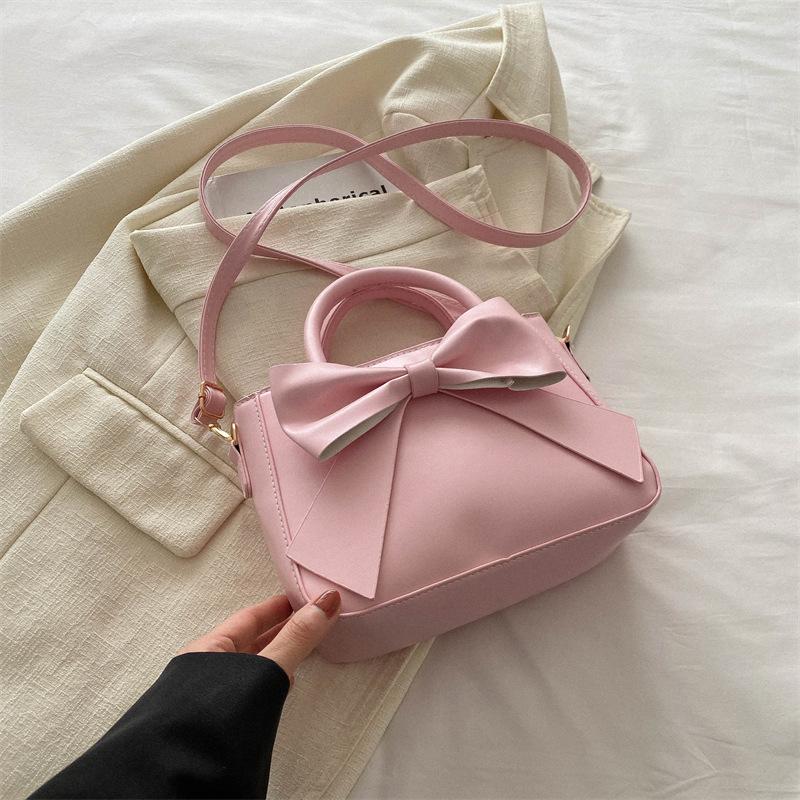 2025 spring new sweet small fresh fashion small square bag shoulder messenger bag simple fashion bow women's bag