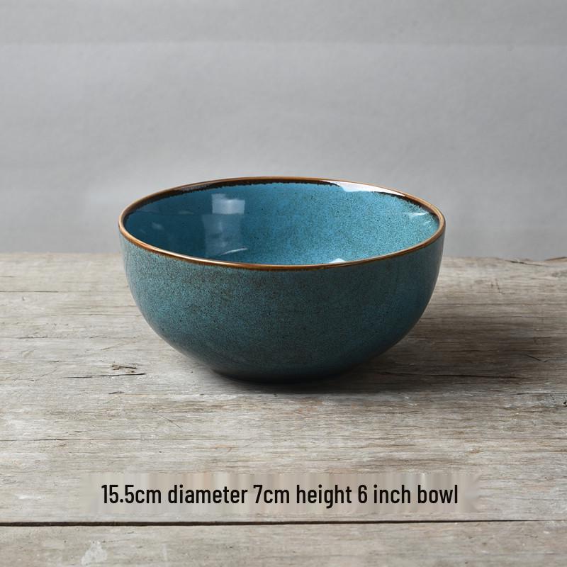 Yijia Retro Ceramic Underglaze Color Bowl: Perfect for Noodles, Congee, Rice, Soup, and Salad.