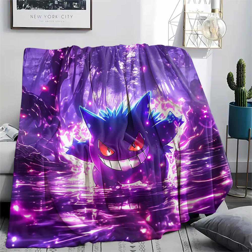 Coperta in Flanella con Fantasia Pokémon Gengar, Alta qualità Confortevole per Tutte le Stagioni, Arredamento per la Casa, Calore e Comfort, Perfetta per Regali.