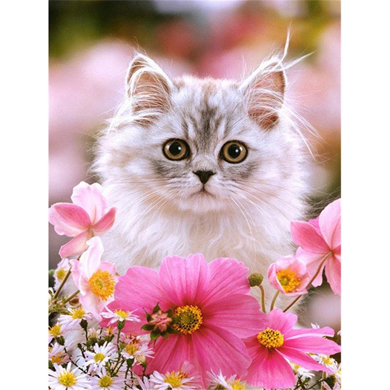 DIY Cat 5D Diamond Painting Full Round Drill Resin Animal Diamond Embroidery Cross Stitch Mosaic Kits Wall Art Home Decor Gift