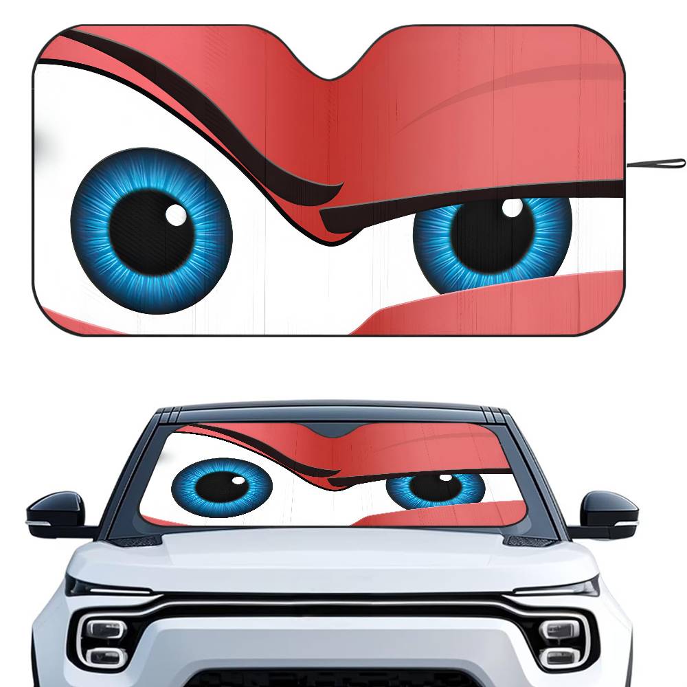 Cartoon Eyes Cute Car SunShade Windshield Foldable Three-layer Insulation Sunshade By Suction Cup Blocks UV Rays SunWindshield Sunshades 1