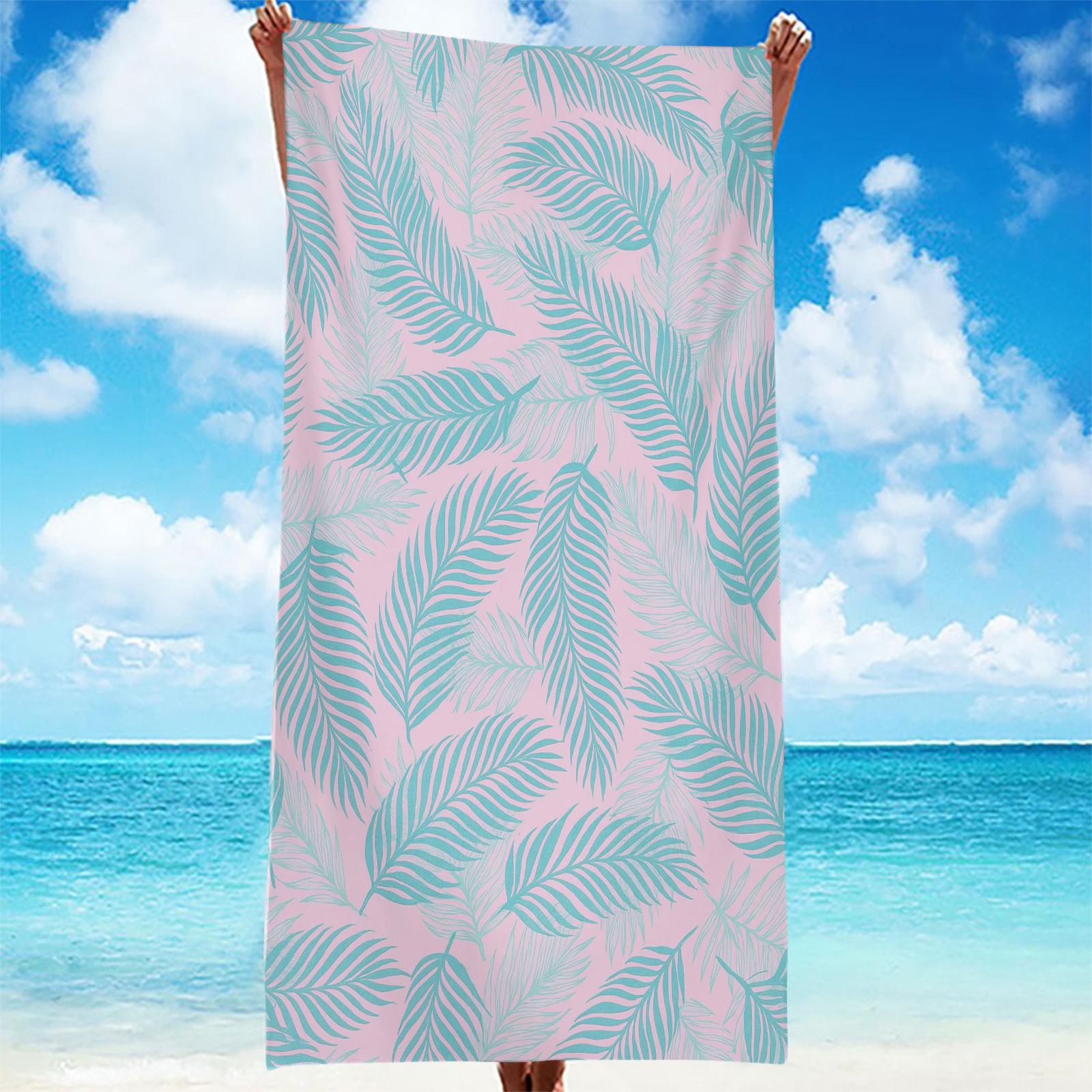 Tropical Palm Leaves Pattern Beach Towel Highly Absorbent Quick-Drying Soft Lightweight Perfect for Yoga Pilates and Travel W30*H60(CM)