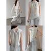 [Ting Blue Streamer] Irregular Ribbon Vest Design Sense Summer Crew Neck Sleeveless Top Women CN