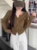 Women's Korean Style V-Neck Button-Down Cardigan Sweater - Autumn/Winter Fashion Knit Outerwear