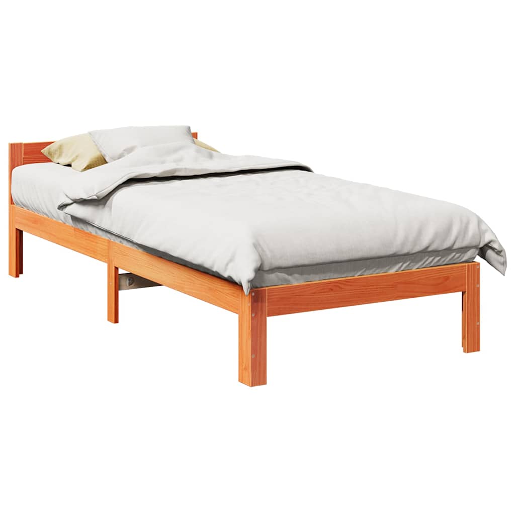 Solid Wood Bed Frame without Mattress Wax Brown 80x200 cm Pine Wood