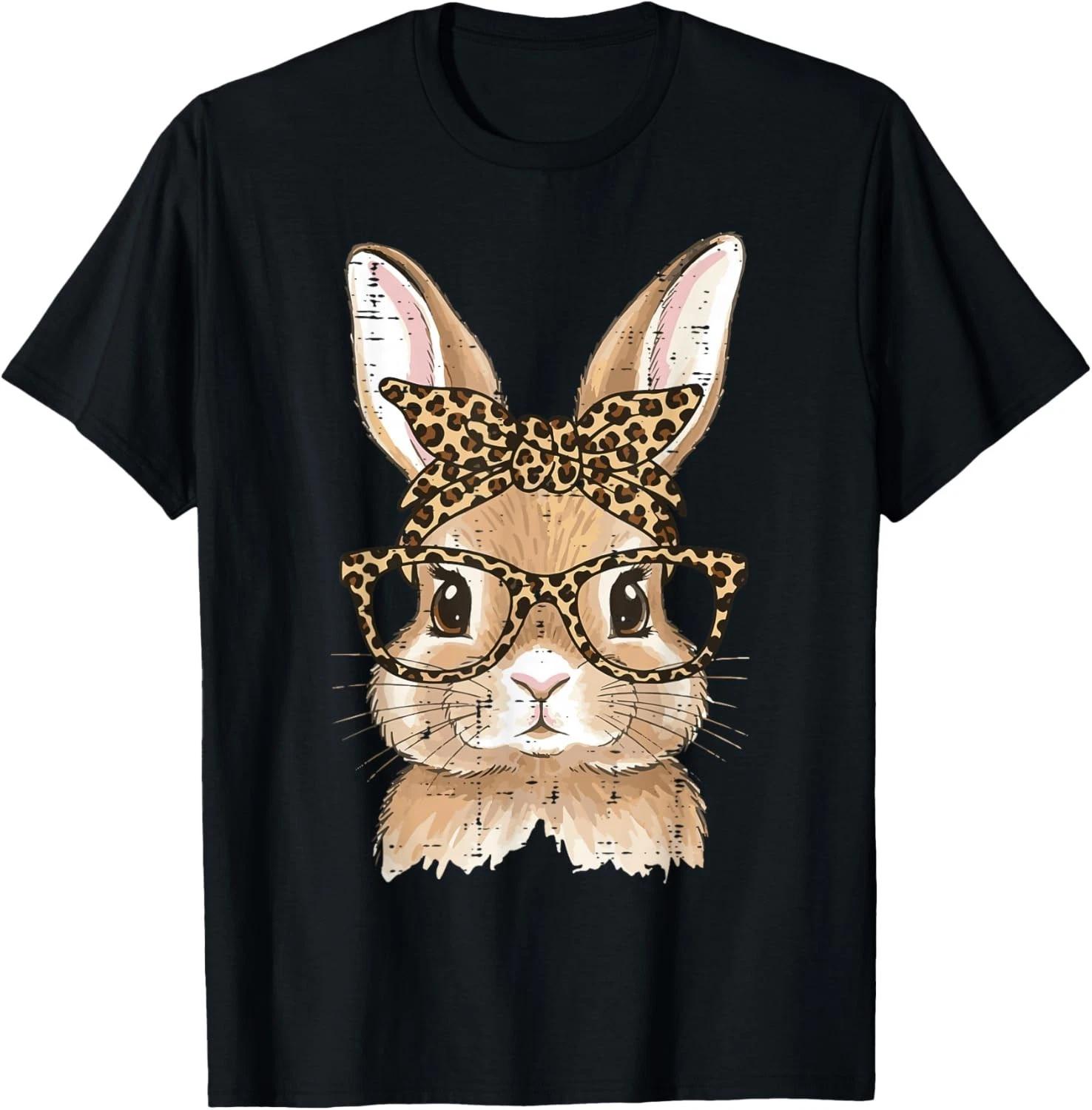Easter Bunny Leopard Glasses Bandana Rabbit Women unisex T-Shirt S