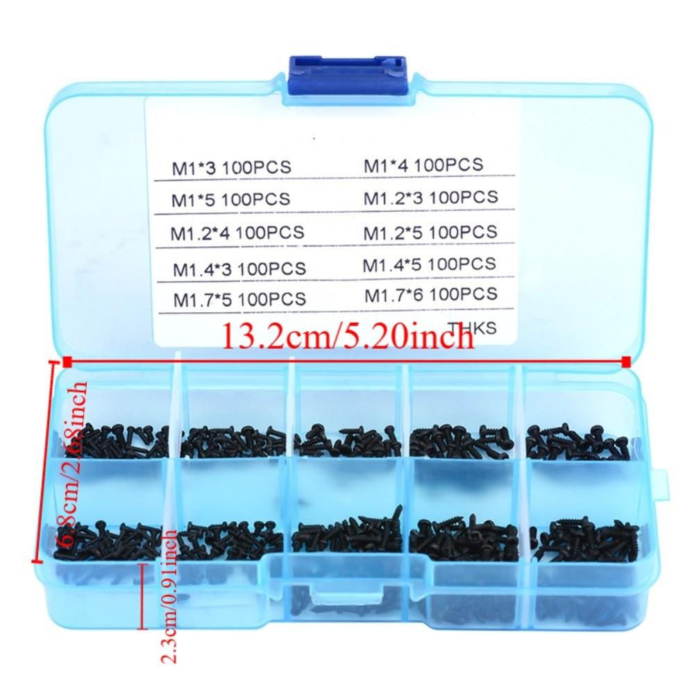 1000Pcs M1 M1.2 M1.4 M1.7 Screw Assortment Kit Tiny Screws  For DIY Electronic and Laptop Repair