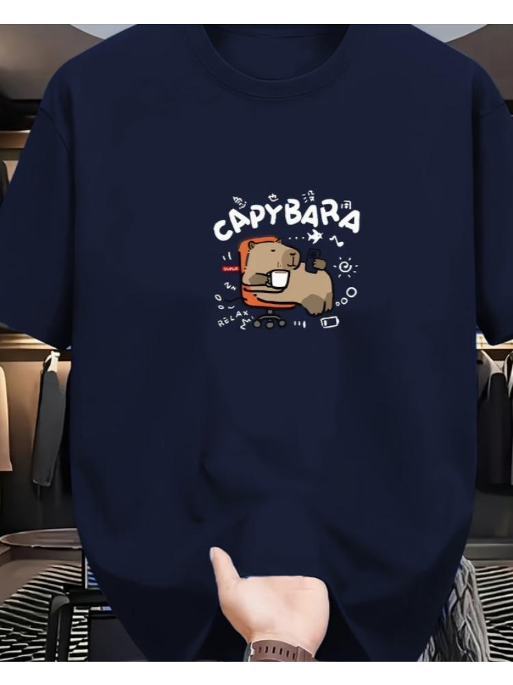 Oversized Unisexs Tshirt 2026 Summer New Hot Trend Fashion Comfortable Design Capybara Graphic Print High Fit Plus Size