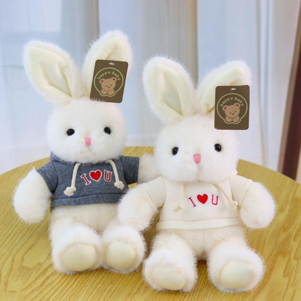 Cute Bunny Plush Toy Sweater Rabbit Doll Eight Inch Grab Machine Doll Children's Birthday Gift