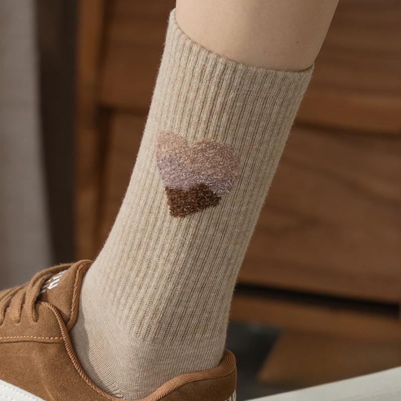 100% Cotton Socks, Women's Mid-calf Socks, Pure Cotton Pile Socks, All-cotton Boneless Socks for Autumn and Winter
