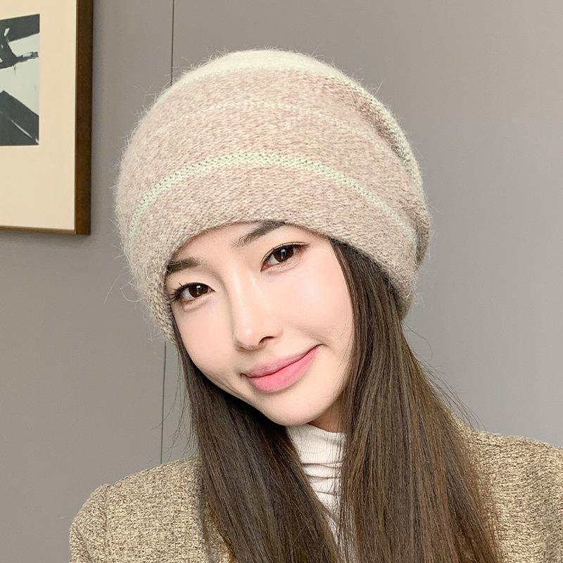 Autumn and Winter Hat Women's Gradual Change of Color Knitted Wool Hat Fashion Versatile Warm Pile Hat