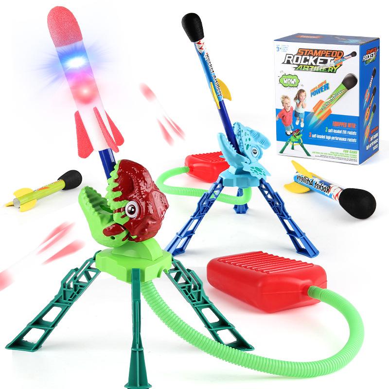 Children'S New Strange Feet On The Skyscraper Rocket Double Launch Flash Flying Skyscraper Casual Sports Toys