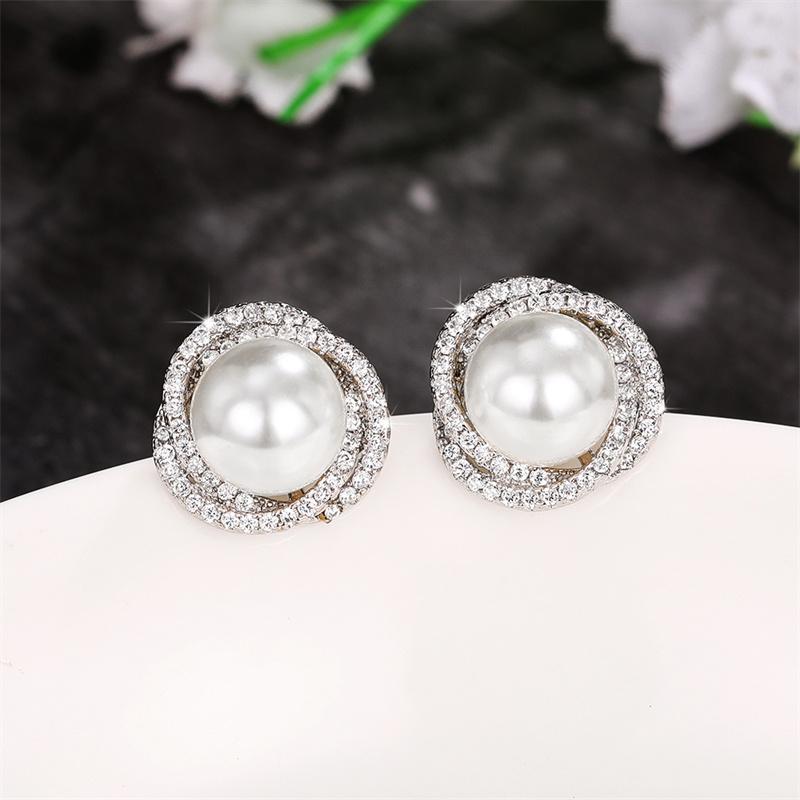 Temperament Elegant Simulated Pearl Earrings for Women Silver Color Exquisite Earrings Gift Daily Wear Statement Jewelry