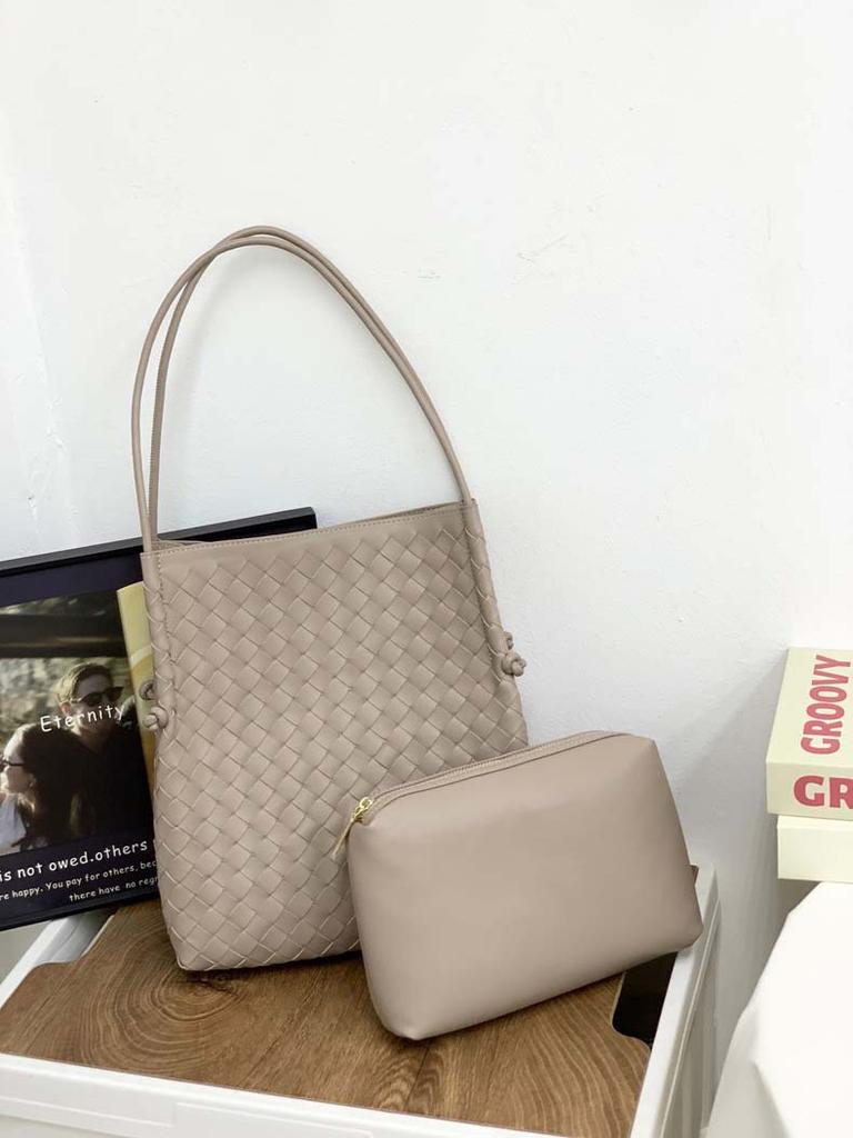 New knot leather woven shopping bag mother and child bag tote bag commuter large capacity underarm shoulder bag women