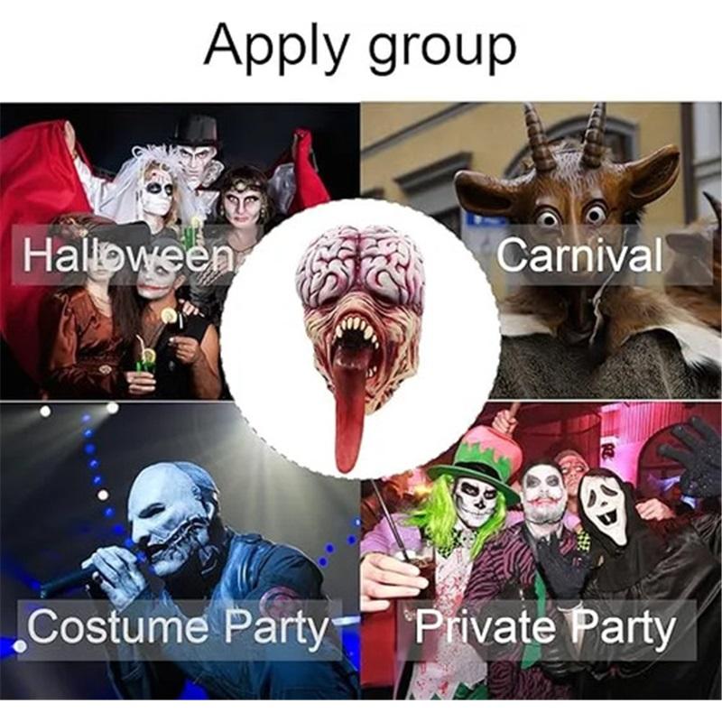 Evil Mask Horror Long Tongue Brain Brain Monster Mask Headge