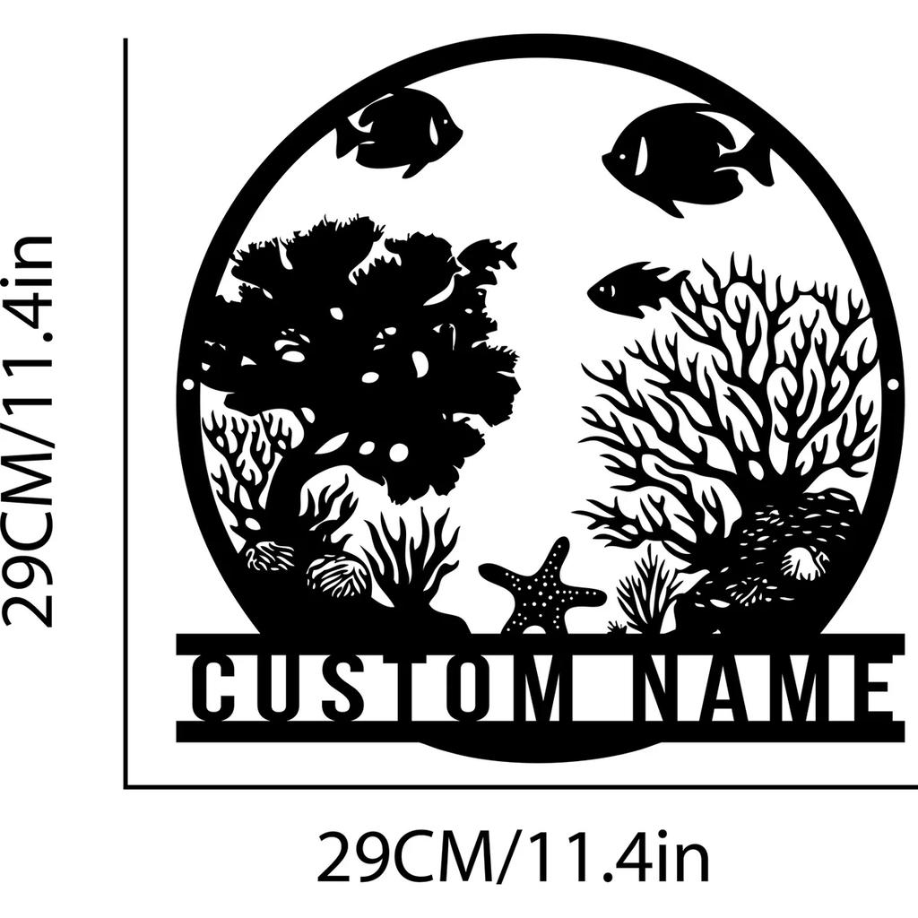 Metal Fish Coral Reef Wall Art Hanging Home Aquarium Decor