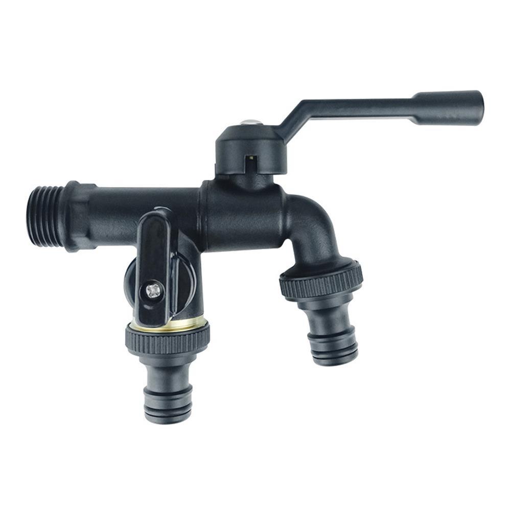 Dual Outlet Brass Garden Hose Faucet Black Washing Machine Bibcocks Anti-Freeze Bibcocks  Garden