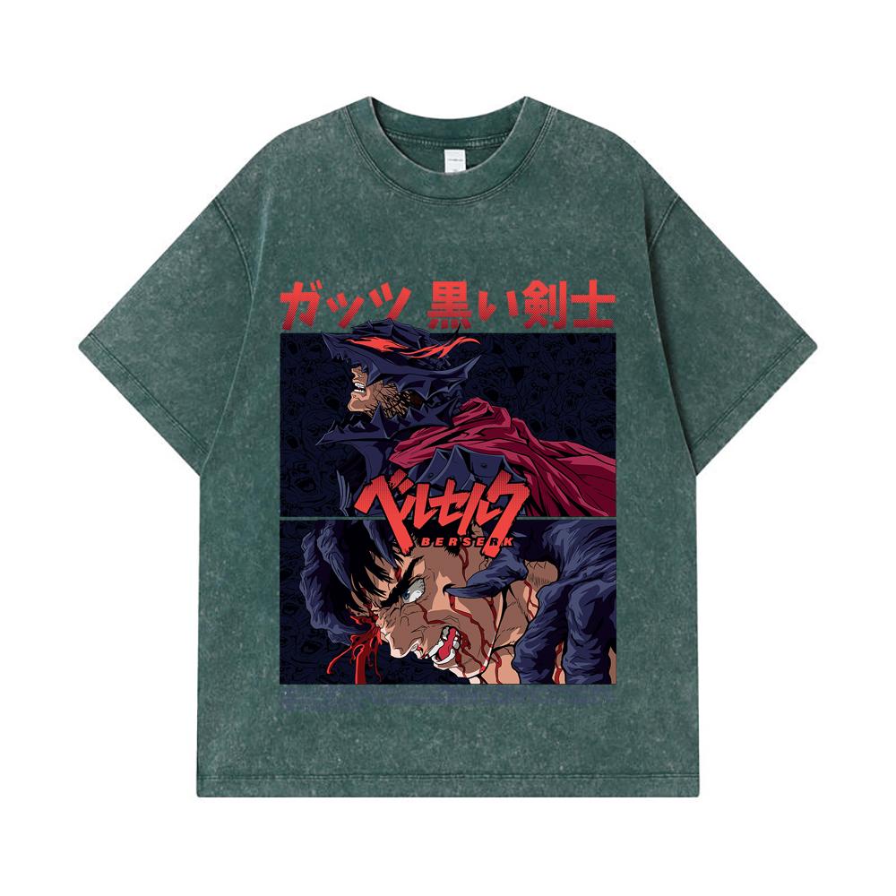 275 GSM Washed T-shirts 100% Cotton Berserk V5 Print Unisex Heavy Cotton T Shirt… More