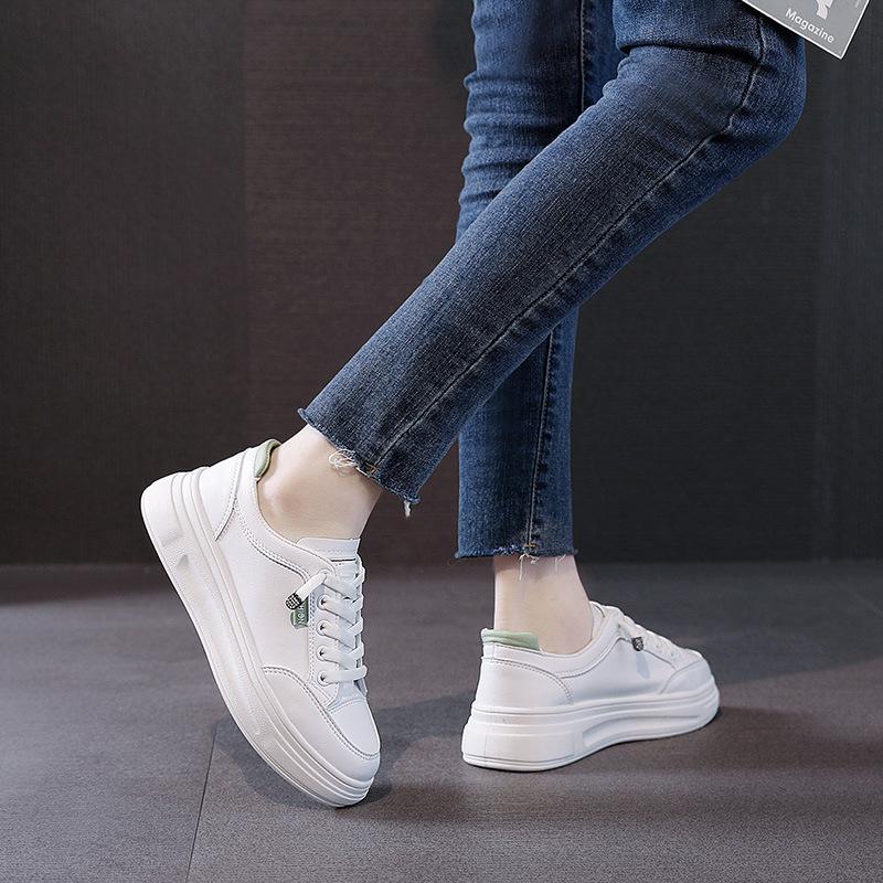 Frühling und Herbst Neue Flache Sohle Lederoberfläche Atmungsaktiv Lässig Port-Stil Studenten Board Schuhe Sommer