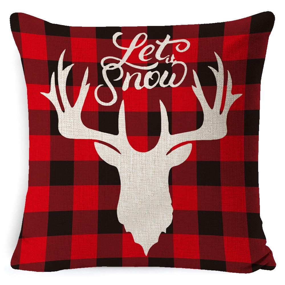 Christmas Linen Pillow Case Home Nap Lumbar Cushion Pillow Sofa Bedside Cushion Pillow Case