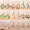 Vintage Cute Cartoon Animal Kitten Rabbit Panda Deer Earrings For Women Girls Zircon Sweet Moon Cat Squirrel Enamel Earrings