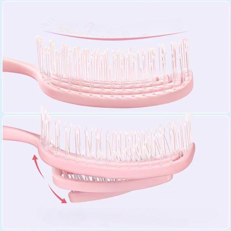 Hoher, ausgehöhlter, flauschiger Massagekamm mit Totenkopf-Oberteil, tragbarer, großer, gebogener, rippenförmiger Kamm