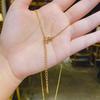 French Light Luxury Gold-Plated Zirconia Luck Pendant Necklace, Cool Style, Color-Preserving Simple Collarbone Chain