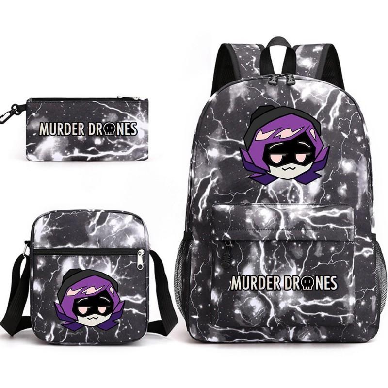 Murder Drones Themed 3-Piece School Set: Backpack Shoulder Bag Pencil Case Teens