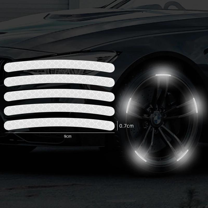 Car Wheel Hub Reflective Stickers Cars Motorcycle Stripe Tape Decorative Stickers Car Decal Auto Exterior Accessories 20-60Pcs