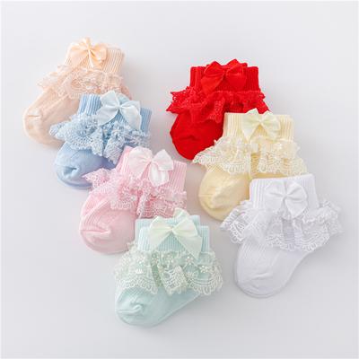 Chaussettes pour Bébé Nouveau-né 0-24 Mois pour Filles Coton Dentelle Chaussette pour Filles Bébés Nouveaux-nés Nœud de Princesse Chaussettes pour Bébés Filles Tout-Saison