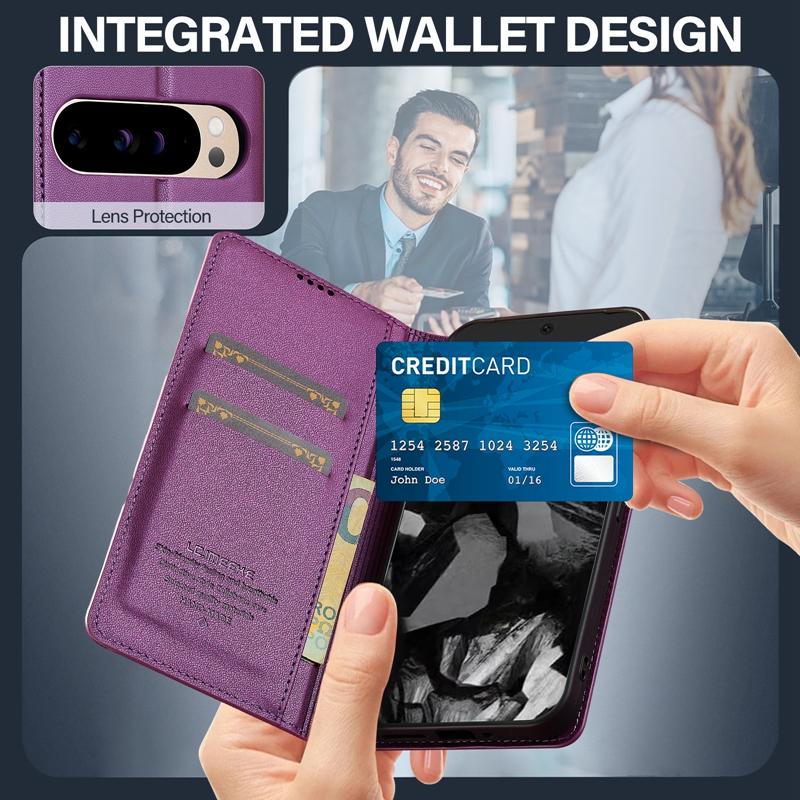 Anti-Drop Leather Wallet Case Kickstand Flip Case For Google Pixel 9Pro XL 8 8A 8Pro 7 7Pro 7A Phone Cover Cards Slot Back Cover