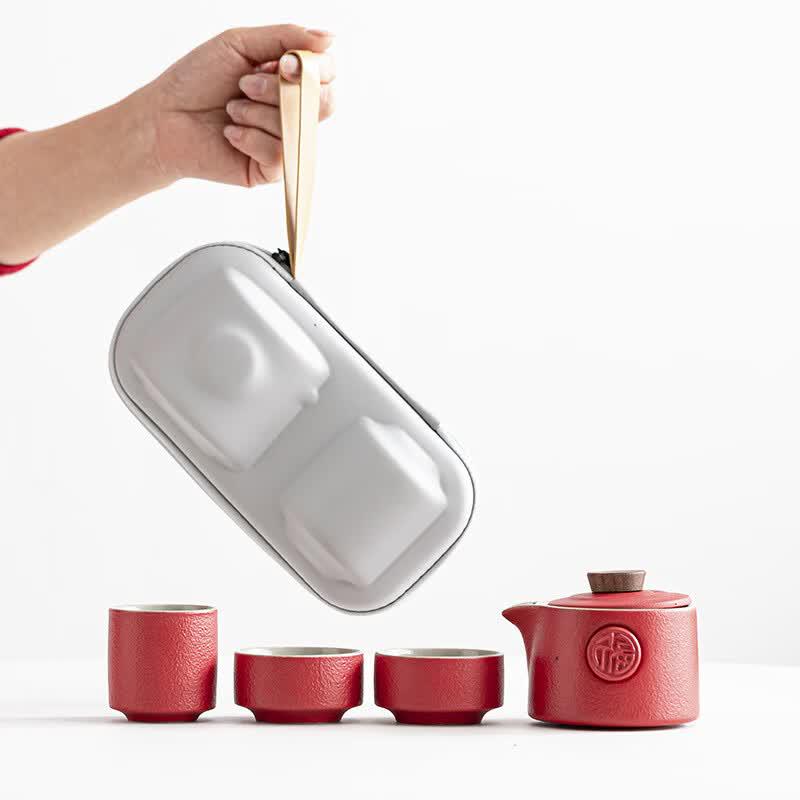 Minimalist Black Pottery Travel Gongfu Tea Set